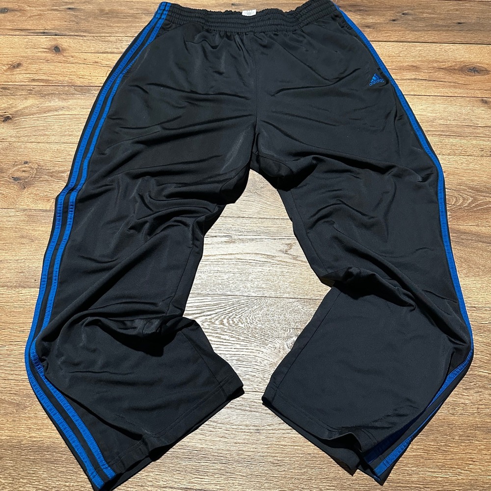 Vintage Adidas Black Blue Stripe Track Pants Mens XL 173293 05/05 - Picture 2 of 7